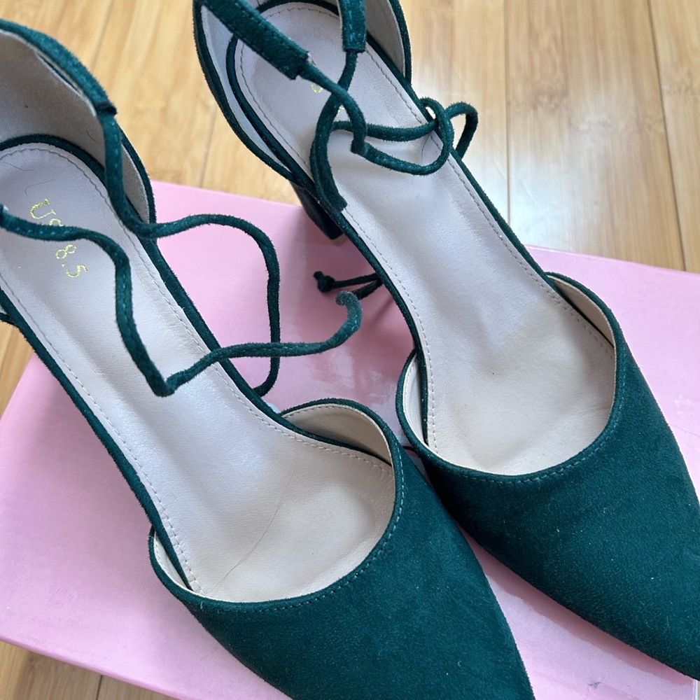 Allegra K Dark Green Strappy Heels